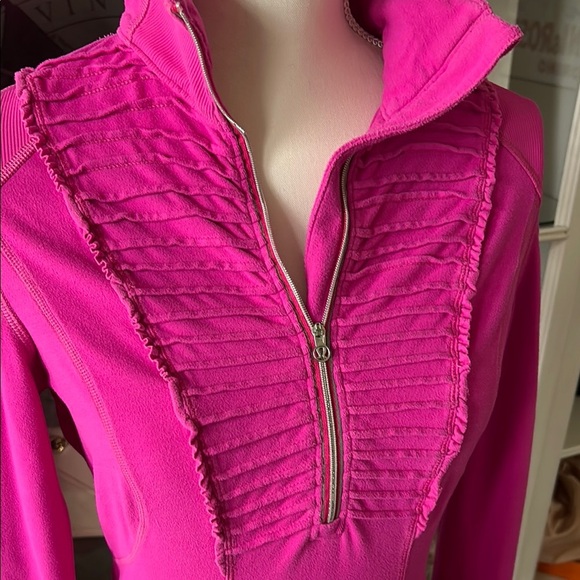 Lululemon Pink Ruffled Half Zip - Picture 2 of 10